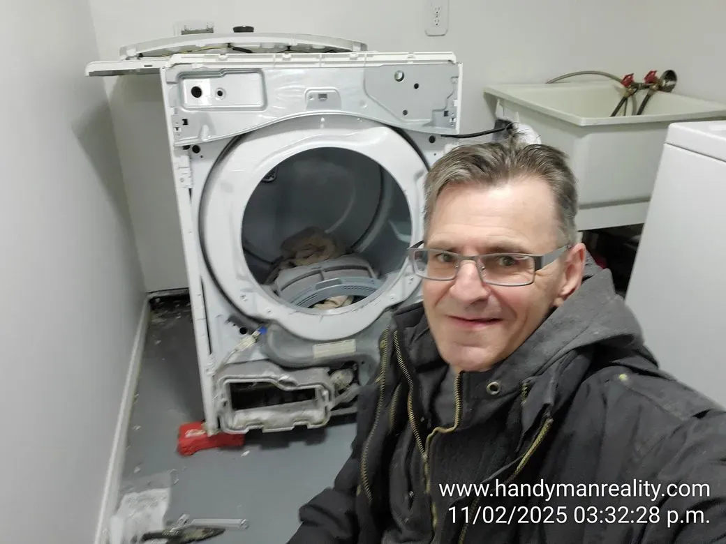 Front-load washer opened up for repair